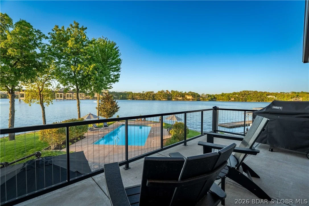 Lakeside deck overlooking the water at the Lake of the Ozarks